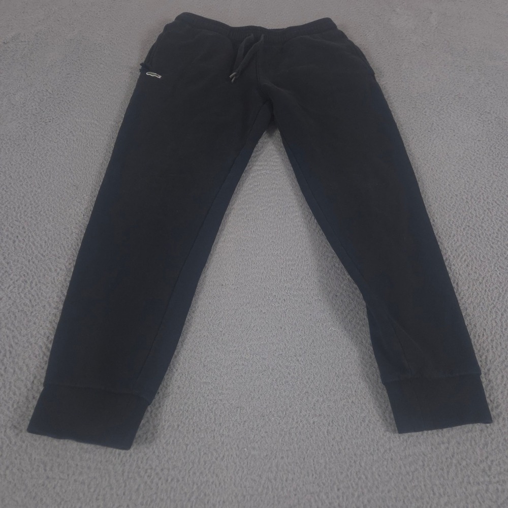 Lacoste Sweatpants Mens M Black Sport Fleece Tennis Joggers Tapered Leg